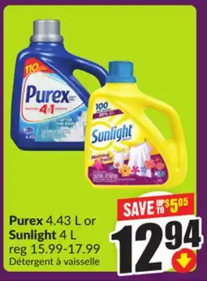 Chalo FreshCo Purex 4.43 L or Sunlight 4 L offer