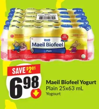 Chalo FreshCo Maeil Biofeel Yogurt Plain 25x63 mL offer