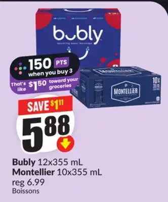 Chalo FreshCo Bubly 12x355 mL Montellier 10x355 mL offer