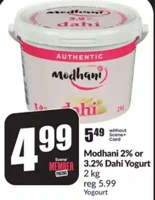 Chalo FreshCo Modhani 2% or 3.2% Dahi Yogurt offer