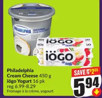 Chalo FreshCo Philadelphia Cream Cheese 450 g iögo Yogurt 16 pk offer