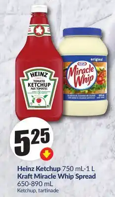 Chalo FreshCo Heinz Ketchup 750 mL-1 L Kraft Miracle Whip Spread 650-890 mL offer