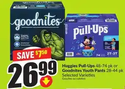 Chalo FreshCo Huggies Pull-Ups 48-74 pk or Goodnites Youth Pants 28-44 pk Selected Varieties offer