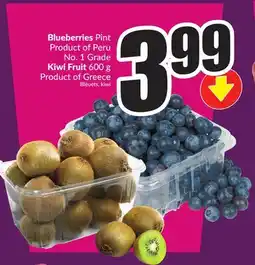 Chalo FreshCo Blueberries Pint Product of Peru No. 1 Grade Kiwi Fruit 600 g Product of Greece offer