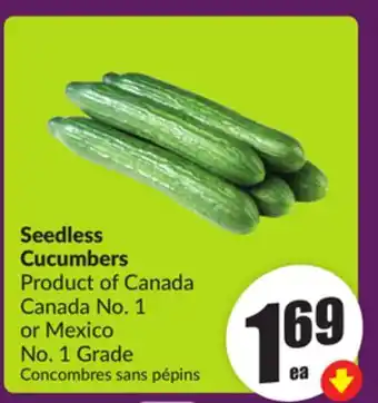 Chalo FreshCo Seedless Cucumbers Product of Canada Canada No. 1 or Mexico No. 1 Grade offer