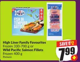 Chalo FreshCo High Liner Family Favourites Frozen 330-700 g or Wild Pacific Salmon Fillets Frozen 400 g offer