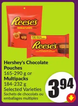 Chalo FreshCo Hershey's Chocolate Pouches 165-290 g or Multipacks 184-232 g Selected Varieties offer