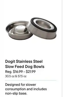 Petvalu Dogit Stainless Steel Slow Feed Dog Bowls offer