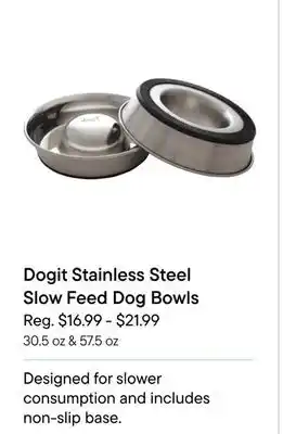 Petvalu Dogit Stainless Steel Slow Feed Dog Bowls offer