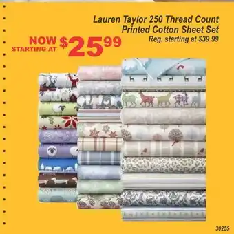 Oxford Mills Lauren Taylor 250 Thread Count Printed Cotton Sheet Set offer