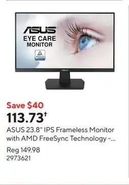 Staples ASUS 23.8 IPS Frameless Monitor with AMD FreeSync Technology - VA24EHEY offer