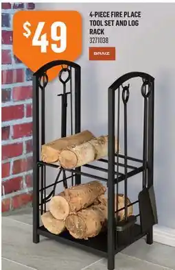 Canac 4-Piece Fireplace Tool Set and Log Rack offer