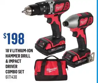 Canac 18 V Lithium-Ion Hammer Drill & Impact Driver Combo Set offer