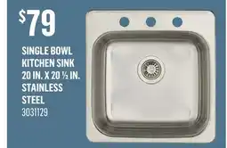 Canac Single Bowl Kitchen Sink 20 in. x 20 1/2 in offer