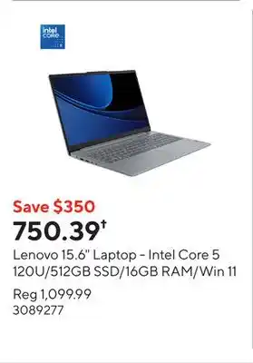 Staples Lenovo 15.6 Laptop - Intel Core 5 120U/512GB SSD/16GB RAM/Win 11 offer