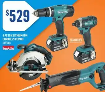 Canac 4 Pc 18 V Lithium-Ion Cordless Combo offer