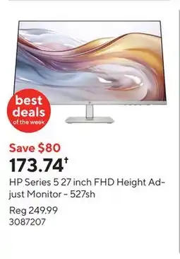 Staples HP Series 5 27 inch FHD Height Adjust Monitor - 527sh offer