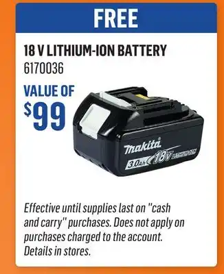 Canac Makita 18 V Lithium-Ion Battery offer