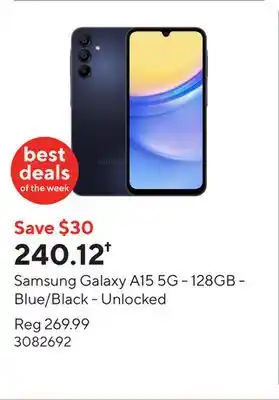 Staples Samsung Galaxy A15 5G - 128GB - Blue/Black - Unlocked offer