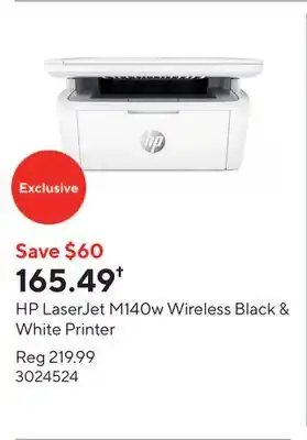 Staples HP LaserJet M140w Wireless Black & White Printer offer