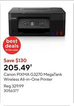 Staples Canon PIXMA G3270 MegaTank Wireless All-in-One Printer offer