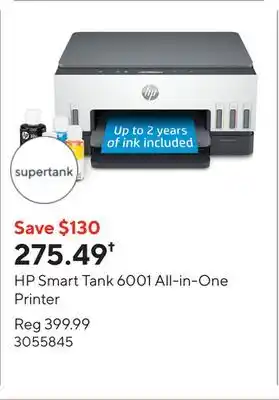 Staples HP Smart Tank 6001 All-in-One Printer offer