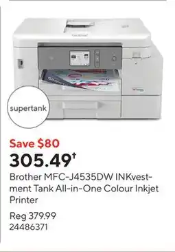 Staples Brother MFC-J4535DW INKvestment Tank All-in-One Colour Inkjet Printer offer