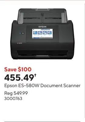 Staples Epson ES-580W Document Scanner offer