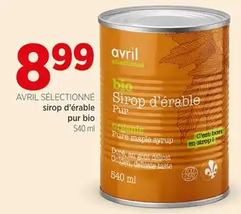 Avril AVRIL SÉLECTIONNÉ SIROP D'ÉRABLE PUR BIO offer