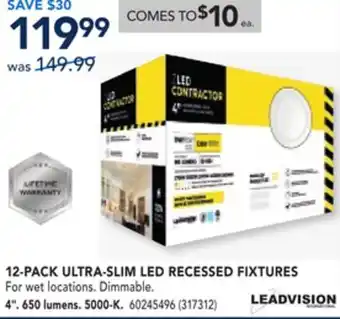 RONA 12-PACK ULTRA-SLIM LED RECESSED FIXTURES 4. 650 lumens. 5000-K offer