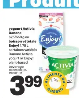 L'Intermarché YOGOURT ACTIVIA, 625/650 G OU BOISSON VÉTÉTALE, 1,75 L offer