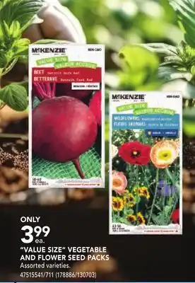 RONA VEGETABLE AND FLOWER SEED PACKS offer