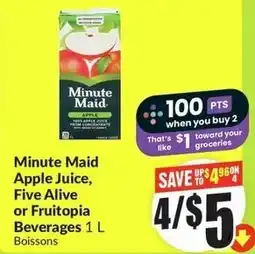 FreshCo Minute Maid Apple Juice, Five Alive or Fruitopia Beverages offer