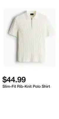 H&M Slim-Fit Rib-Knit Polo Shirt offer