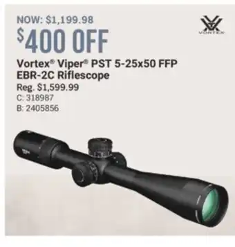 Cabela's Vortex Viper PST 5-25x50 FFP EBR-2C Riflescope offer