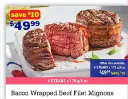 M & M Food Market Bacon Wrapped Beef Filet Mignons offer