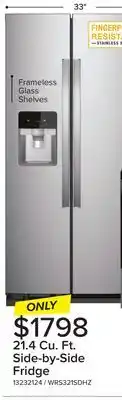 Leon's Whirlpool Stainless Steel Side-by-Side Refrigerator (21.4 Cu. Ft.) - WRS321SDHZ offer