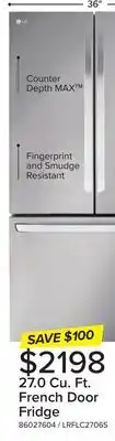 Leon's LG Stainless Steel French Door Smart Counter-Depth MAX Refrigerator (27 cu. ft.) - LRFLC2706S offer