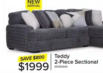 Leon's Teddy 2-Piece Sectional with Right-Facing Chaise-Grey offer