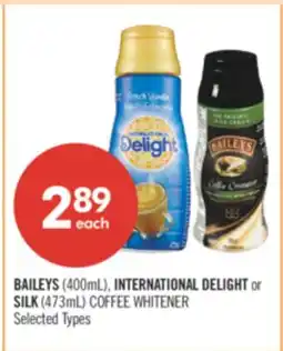 Shoppers Drug Mart BAILEYS (400mL), INTERNATIONAL DELIGHT or SILK (473mL) COFFEE WHITENER offer