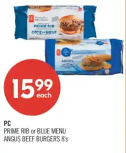 Shoppers Drug Mart PC PRIME RIB or BLUE MENU ANGUS BEEF BURGERS 8's offer