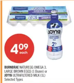 Shoppers Drug Mart BURNBRAE NATUREGG OMEGA 3, LARGE BROWN EGGS (1 Dozen) or JOYYA ULTRAFILTERED MILK (1L) offer