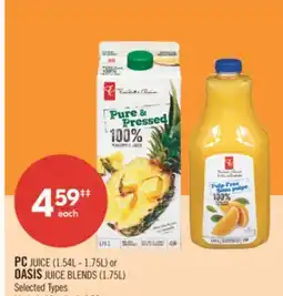 Shoppers Drug Mart PC JUICE 1.54L - 1.75L or OASIS JUICE BLENDS 1.75L offer