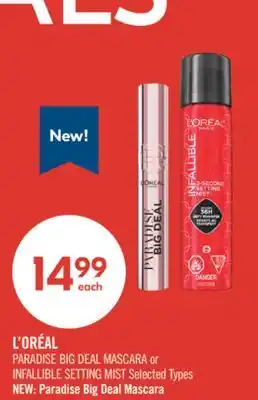 Shoppers Drug Mart L'ORÉAL PARADISE BIG DEAL MASCARA or INFALLIBLE SETTING MIST offer