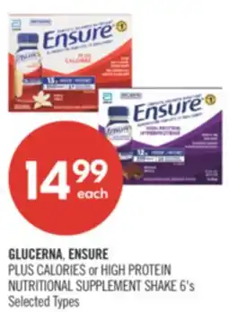 Shoppers Drug Mart GLUCERNA, ENSURE PLUS CALORIES or HIGH PROTEIN NUTRITIONAL SUPPLEMENT SHAKE offer