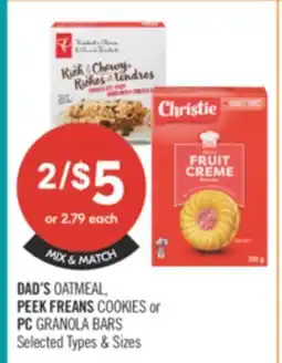 Shoppers Drug Mart DAD'S OATMEAL, PEEK FREANS COOKIES or PC GRANOLA BARS offer
