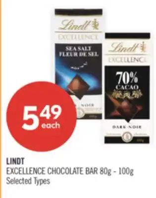 Shoppers Drug Mart LINDT EXCELLENCE CHOCOLATE BAR offer