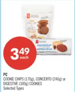 Shoppers Drug Mart PC COOKIE CHIPS (170g), CONCERTO (240g) or DIGESTIVE (300g) COOKIES offer