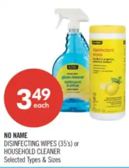 Shoppers Drug Mart NO NAME DISINFECTING WIPES (35's) or HOUSEHOLD CLEANER offer