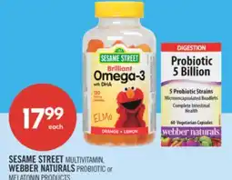 Shoppers Drug Mart SESAME STREET MULTIVITAMIN, WEBBER NATURALS PROBIOTIC or MELATONIN PRODUCTS offer